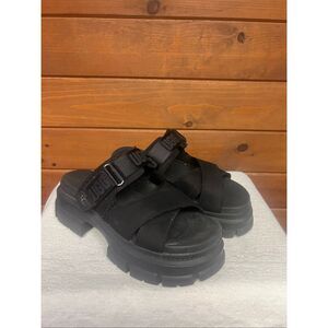 UGG Ashton Slide platform sandals in black nubuck leather Sz 9